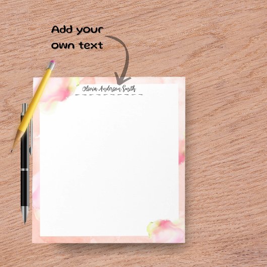 Bloc-notes personnalisé aquarelle abstraite rose