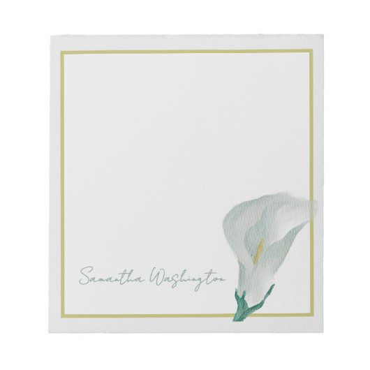 Bloc-notes personnalisé aquarelle calla lily (Devant)