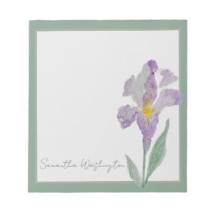 Bloc-notes personnalisé aquarelle Iris Violet