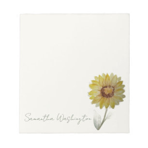 Bloc-notes personnalisé aquarelle tournesol