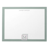Bloc-notes personnalisé au monogramme vert pastel (Devant)
