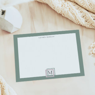Bloc-notes personnalisé au monogramme vert pastel 