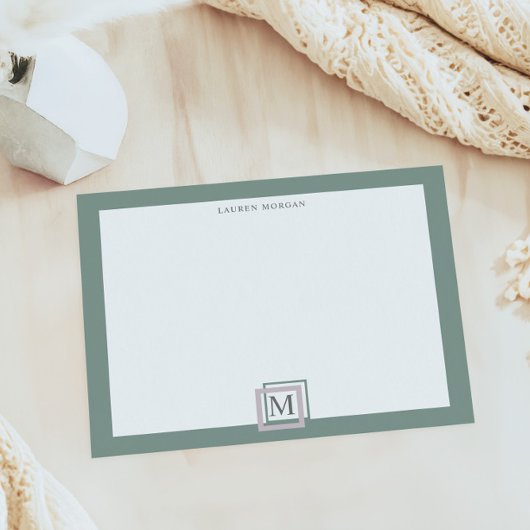 Bloc-notes personnalisé au monogramme vert pastel
