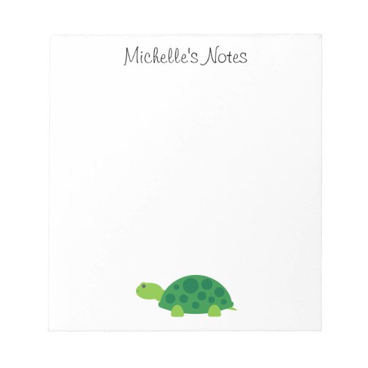 Bloc-notes personnalisé avec design de tortue vert (Devant)