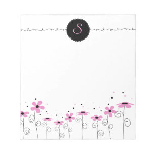 Bloc-notes personnalisé avec monogramme Floral Whi