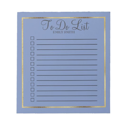 Bloc-notes personnalisé bleu et or à faire (Devant)