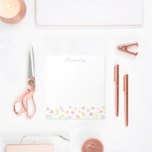 Bloc-notes personnalisé bleu fleur sauvage pastel