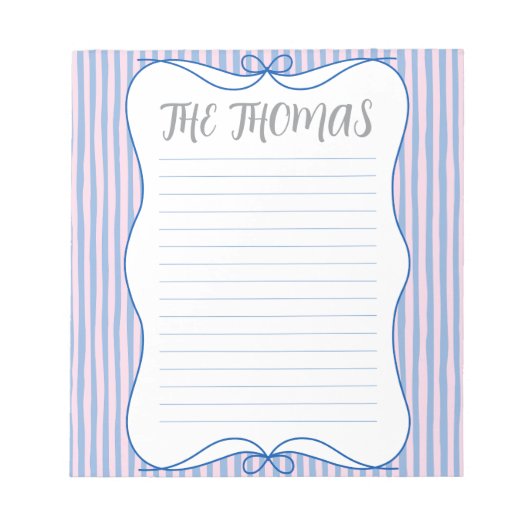 Bloc-notes personnalisé bleu rose blanc mignon (Devant)
