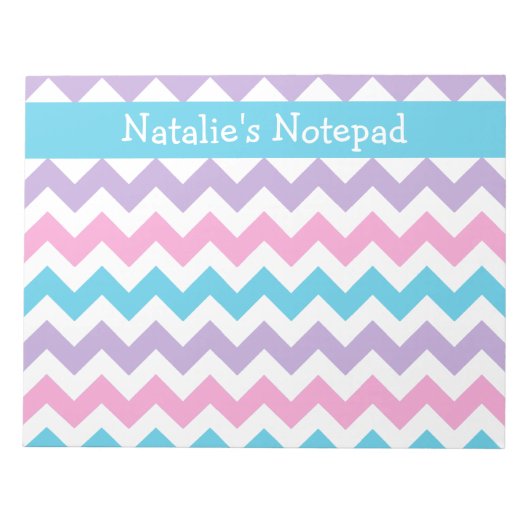 Bloc-notes personnalisé, bleu, rose, mauve (Devant)