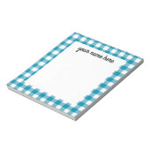 Bloc-notes personnalisé bleu Vichy Plaid (Tourné)