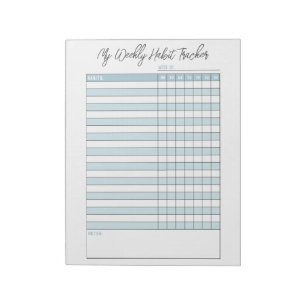 Bloc-notes personnalisé Blue Weekly Habit Tracker