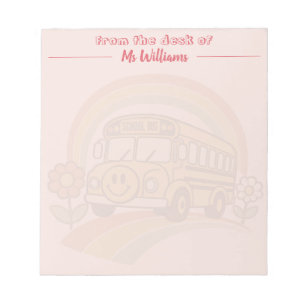 Bloc-notes personnalisé Bus Scolaire Rétro — Rose