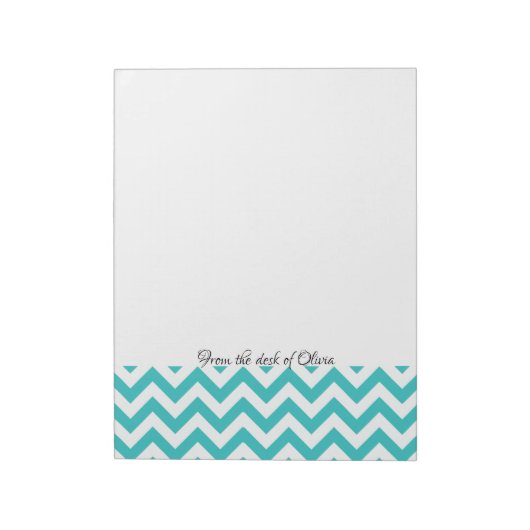 Bloc-notes personnalisé Chevron turquoise (Tourné)