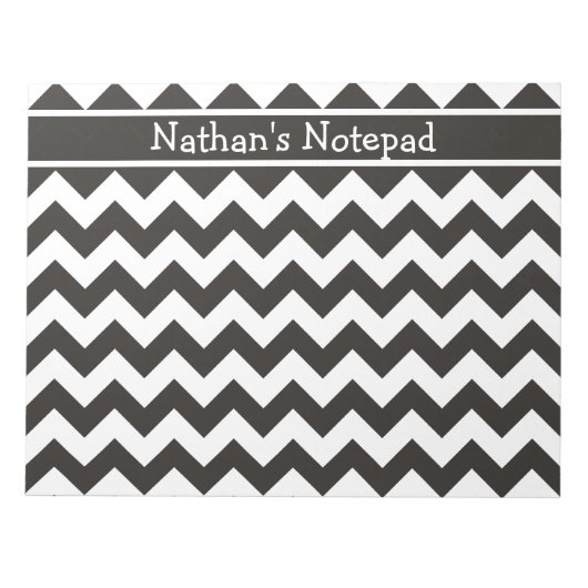 Bloc-notes personnalisé, Chevrons noir et blanc (Devant)
