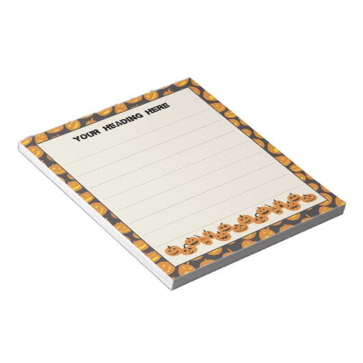 Bloc-notes personnalisé citrouille Halloween (Incliné)