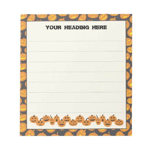 Bloc-notes personnalisé citrouille Halloween (Devant)