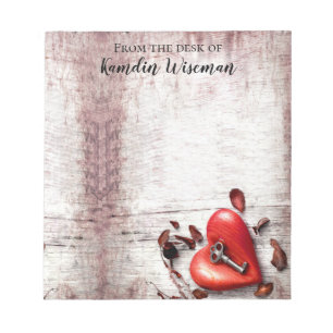 Bloc-notes personnalisé Country Wood Key to my Hea