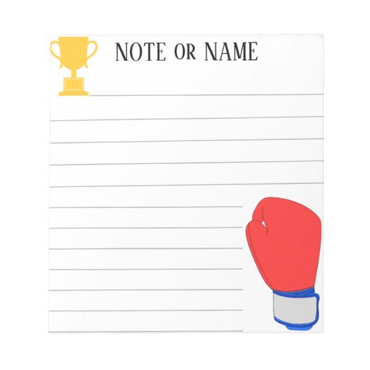 Bloc-notes personnalisé de boxe Champion (Devant)