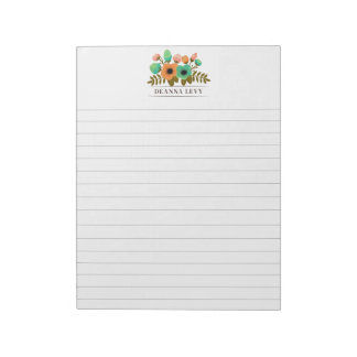 Bloc-notes personnalisé de bureau à bouquet floral