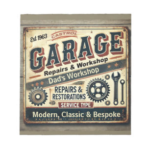 Bloc-notes personnalisé de garage vintage