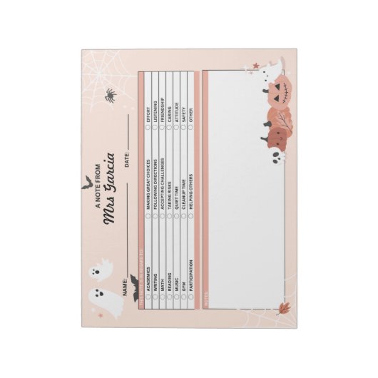 Bloc-notes personnalisé de l'enseignant, note de l (Tourné)