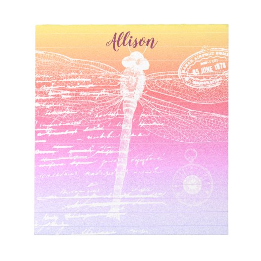 Bloc-notes personnalisé de libellule à gradient pa (Devant)