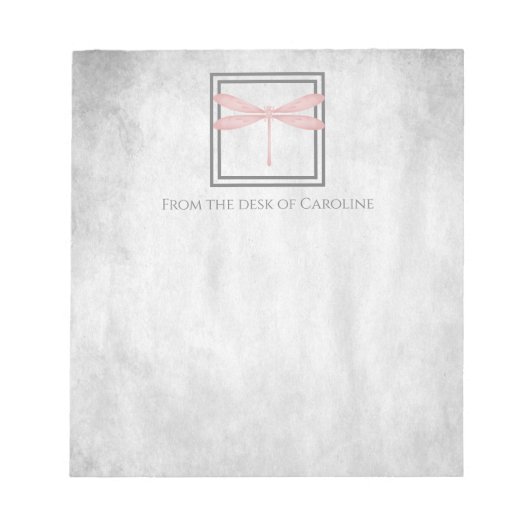 Bloc-notes personnalisé de libellule rose (Devant)