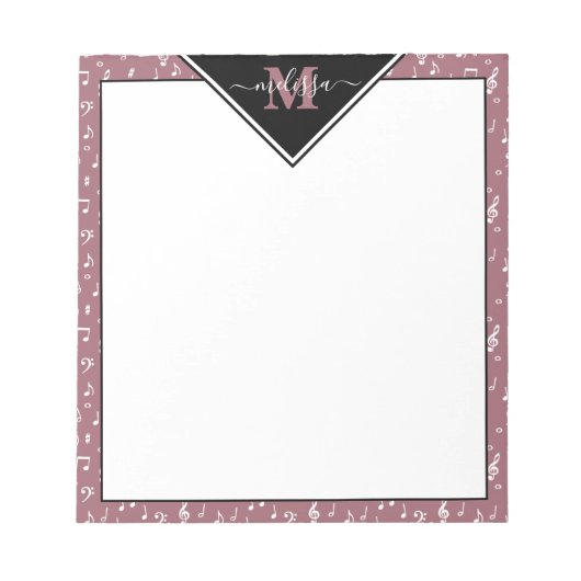 Bloc-notes personnalisé de symboles de musique (Devant)