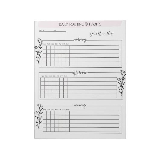 Bloc-notes personnalisé du gestionnaire quotidien  (Tourné)