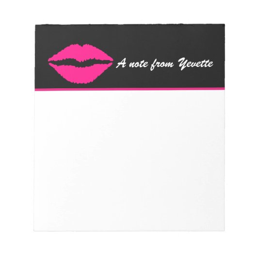 Bloc-notes personnalisé empreinte de lèvre rose (Devant)
