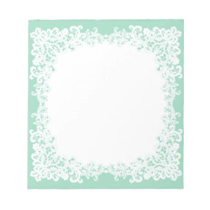Bloc-notes personnalisé en dentelle verte et blanc