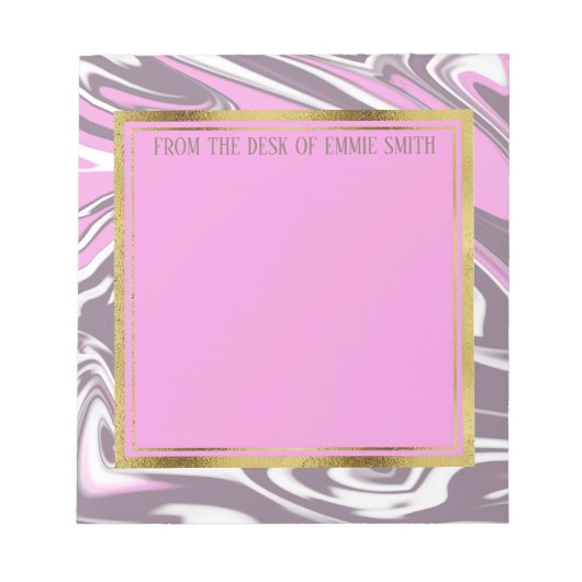 Bloc-notes personnalisé en marbre rose gris blanc (Devant)