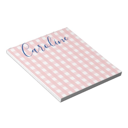 Bloc-notes personnalisé En vichy et script (Incliné)