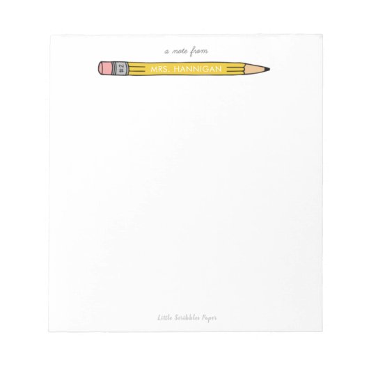 Bloc-notes personnalisé enseignant avec crayon no  (Devant)
