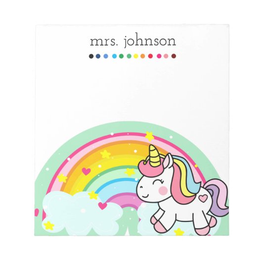 Bloc-notes personnalisé enseignant Rainbow Pencil (Devant)