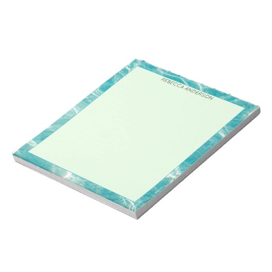 Bloc-notes personnalisé esthétique moderne bleu (Tourné)