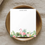 Bloc-notes personnalisé Flamant rose feuille tropi<br><div class="desc">Bloc-notes personnalisé Flamant rose feuille tropicale aquarelle</div>