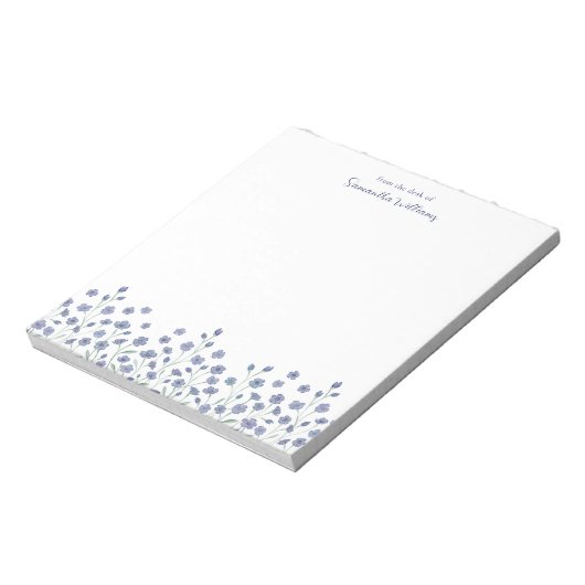 Bloc-notes personnalisé Fleur sauvage bleu élégant (Tourné)