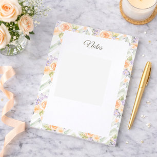 Bloc-notes personnalisé Fleurs lavande Roses pêche