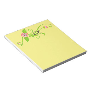 Bloc-notes personnalisé Fleurs roses avec vigne ve