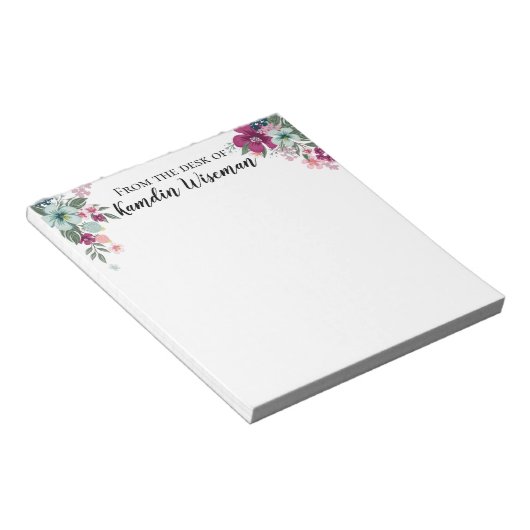 Bloc-notes personnalisé Fleurs tropicales en blanc (Incliné)