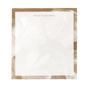 Bloc-notes personnalisé floral beige et blanc rêve