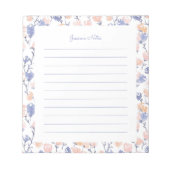 Bloc-notes personnalisé floral pêche et violet (Devant)