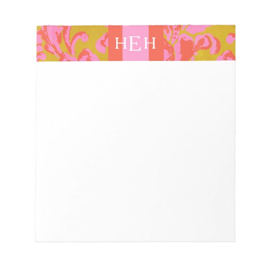 Bloc-notes personnalisé floral rose et vert (Devant)