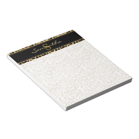 Bloc-notes personnalisé Gold empreinte de léopard (Incliné)