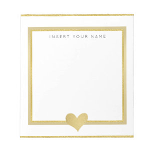 Bloc-notes personnalisé Gold Foil Heart 5,5 pouces