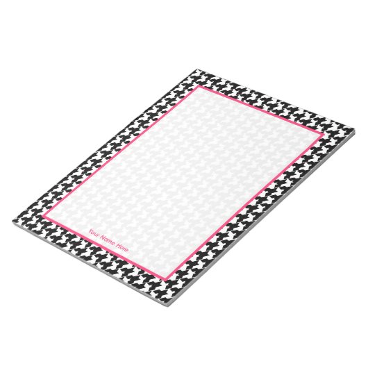 Bloc-notes personnalisé Houndstooth et rose (Incliné)