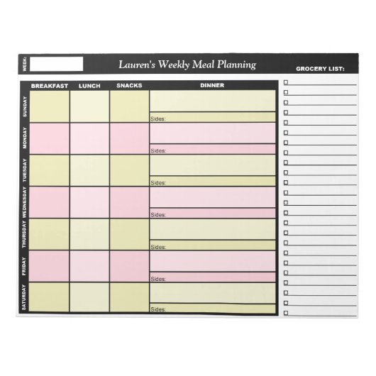 Bloc-notes personnalisé jaune et rose pour la plan (Devant)