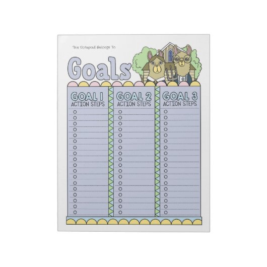 Bloc-notes personnalisé Llama Goal Planner (Tourné)