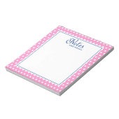 Bloc-notes personnalisé Marine et Polka rose (Tourné)